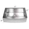 33" Curved Front Apron Stainless Steel Single Bowl Kitchen Sink Package