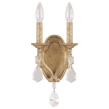 Capital Lighting Blakely 2 Light Sconce with Crystals, Antique Gold