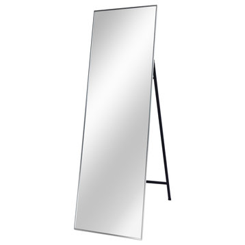 65 inch Rectangular Aluminum Framed Floor Wall Hanging Bedroom Mirror, Silver, 2