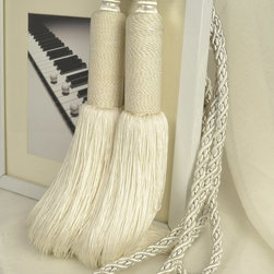 5 Colors QYM08 Faux Silk Curtain Tassel Tie Backs in White Color - Window Treatment Accessories