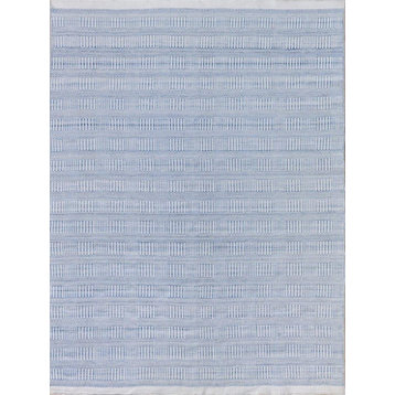 Naples Indoor/Outdoor Handmade Flatwoven PET yarn Light Blue Area Rug, 6'x9'