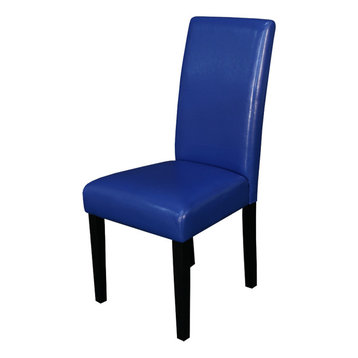 Villa Faux Leather Blue Dining Chairs, Set of 2