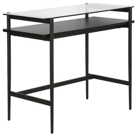 Eaton 36'' Wide Rectangular Desk in Blackened Bronze/Black Grain