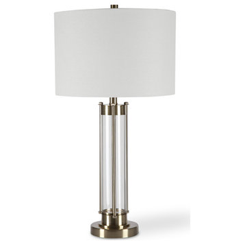 29" Coastal Brass Glass Table Lamp