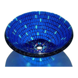 Mark Ditzler - Glass Bathroom Sink | Blue Mosaic - Bathroom Sinks