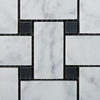 Italian Carrara White Marble Honed Basketweave Tile, Set of 50