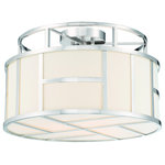 Crystorama - Crystorama DAN400PN Three Light Ceiling Mount Danielson Nickel - The Danielson Collection designed by Libby Langdon will light up your space with a modern flare. The classic white silk drum shade is surrounded by a geometric steel frame reminiscent of an art deco pattern. The Danielson collection diffuses a warm glow that is both elegant and dramatic to any design style.