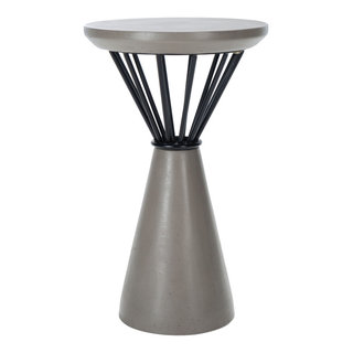 Safavieh Haruki Outdoor Modern Concrete Round Accent Table - Dark Grey