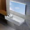39" Polystone Rectangular Wall Mounted Sink Only, Matte White, No Faucet
