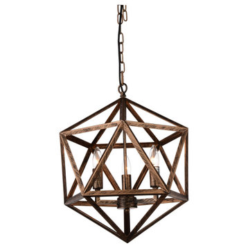 Amazon 3 Light Up Pendant with Antique forged copper finish