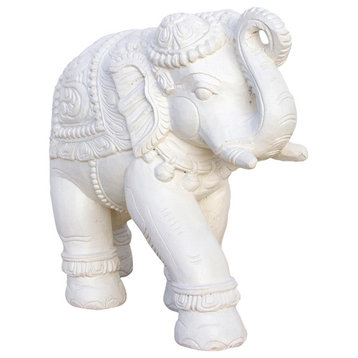 Anini Powder White Painted Elephant