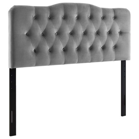 Modway Annabel King Diamond Tufted Performance Velvet Headboard in Gray