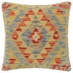 Bareens Designer Rugs - Rustic Turkish Moran Hand Woven Kilim Pillow - Embellish your home with this timeless casual chic handmade Southwestern Kilim throw pillow covers made with wool and cotton. Constructed on a loom by Nomad Turkman people with hand spun wool and Natural Vegetable dyes these beautiful Kilim pillow covers are known for their beautiful repetitive geometrical, naturalistic floral and traditional patterns yet still giving it a moden look. Masterfully artisan-crafted on traditional Kilim looms with a contemporary fashion palette producing bold intricate sharp patterns making them a standout piece in any decor.
