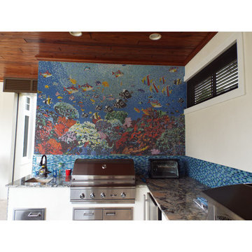 Aquatic Ocean Scene Glass Mosaic | Mozaico