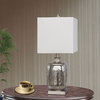 Glass & Resin Rectangle Table Lamp - Brushed Steel