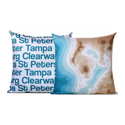 Clearwater, Tampa, St Petersburg Map Pillow - Decorative Pillows