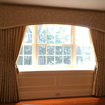 Cornice and interlined silk panels