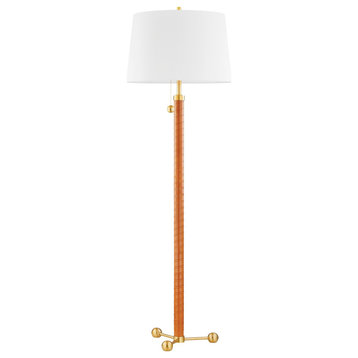 NOHO Two Light Floor Lamp in Aged Brass