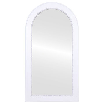 Yvonne Framed Full Length Mirror, Crescent Cathedral, 27.4"x51.4", Linen White