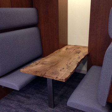 Oak Live Edge Slab Booth Table w/ Metal Leg