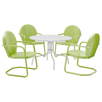 Griffith Metal Five-Piece Outdoor Dining Set, Key Lime