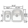 31"X21"X9" Stainless Steel Undermount Double-Bowl Kitchen Sink With Strainer