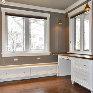 White Lacquer Custom Library - Window Bench