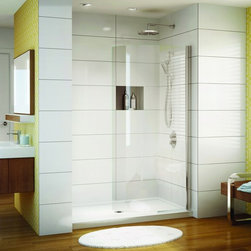 Fleurco Banyo Sienna Curved Shield 34" x 75" Frameless In-Line Shower Shield EST - Bath Products