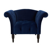 Danica Velvet Hand-Tufted Armchair, Navy Blue