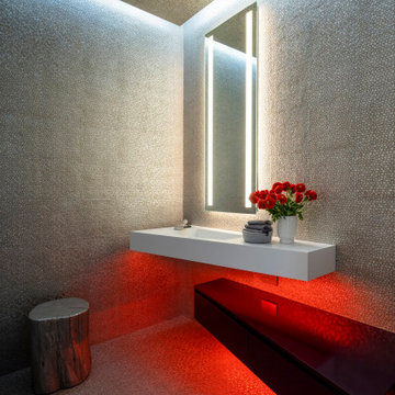 Serenity Indian Wells luxury mansion modern minimalist powder room bathroom with