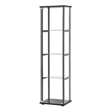 Bowery Hill 4 Shelf Glass Curio Cabinet in Black