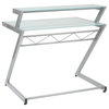 Z Deluxe Desk Small + Shelf, Aluminum/Frosted Glass