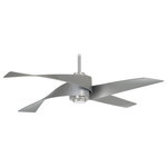 Minka Aire - Minka Aire Artemis IV, LED 64" Ceiling Fan, Brushed Nickel with Silver Blades - Bulb Included: Yes