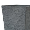 2-Piece Gray Stone Finish Tall Tapered Square MgO Planter