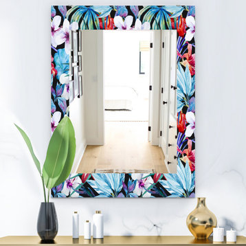 Designart Obsidian Bloom 23 Bohemian And Eclectic Frameless Wall Mirror, 24x32