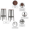 Set of 2 Bar Height Stool Backless Seating