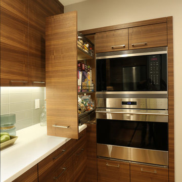 Horizontal Grain Match Walnut Kitchen Cabinetry