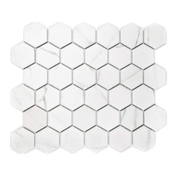 Abolos - Monet 2 in x 2 in Porcelain Hexagon Mosaic in Calacatta - Wall And Floor Tile