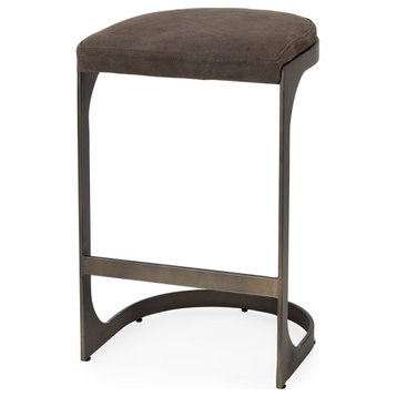 Tyson 17L x 18W x 28H Brown/Gray Suede With Metal Frame Counter Stool
