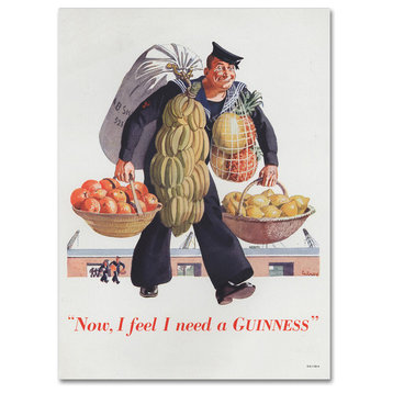 Guinness Brewery 'Now I Feel I Need A Guinness' Canvas Art, 14"x19"