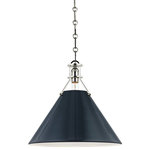 Hudson Valley Lighting - Painted No.2 Large Pendant, Polished Nickel, Darkest Blue Shade - Designed by Mark D. Sikes