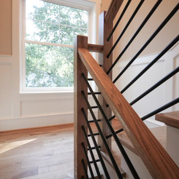 Project #83 | U-Shaped Staircase with Horizontal Black Rod Railing
