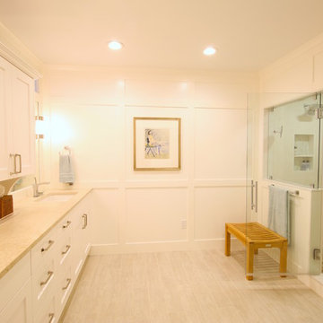 Modern Master Bathroom with custom white cabinetry