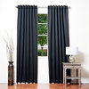 Solid Backtab Thermal Insulated Blackout Curtains - 1 Pair, Black, 95"