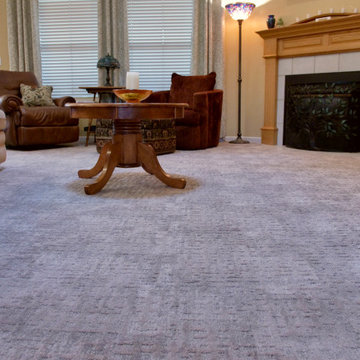 Transitional Living Room with Carpet