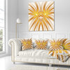 Yellow Fractal Flower Symmetrical Design Abstract Throw Pillow, 18"x18"