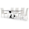 Modern Grigio 71 Inch Dining Table Gray Marble Top Polished Stainless Base