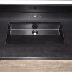 Concrete vanity with integral ramp sink - Kitchen Countertops