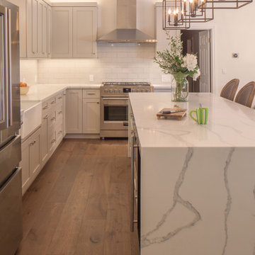 Kitchen with Cathedral Ceiling in White