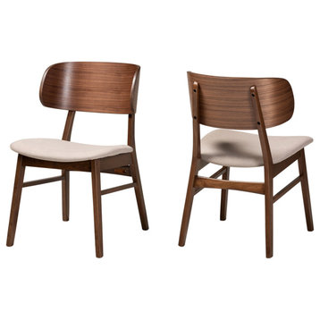 Bennor Midcentury Modern 2-Piece Dining Chair Set Beige